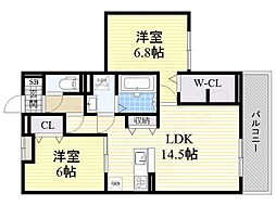 レジデンス今川 2LDKの間取図画像