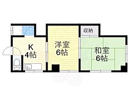 コーポ富士 2Kの間取図画像