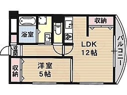 シャトー鶴ケ丘 1LDKの間取図画像