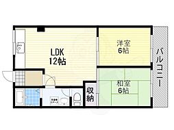 クリスタル長居 2LDKの間取図画像
