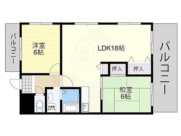 大阪府豊中市上新田３丁目(賃貸マンション2LDK・6階・57.00㎡)の写真 その2