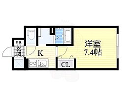 阪急千里線 千里山駅 徒歩12分の賃貸マンション 5階1Kの間取り