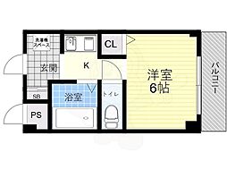 リバティハイツ 1Kの間取図画像