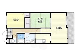 ガーデンヒルズ 3階2LDKの間取り