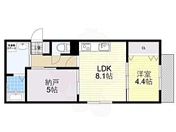 大阪モノレール本線 山田駅 徒歩8分の賃貸アパート 2階1SLDKの間取り