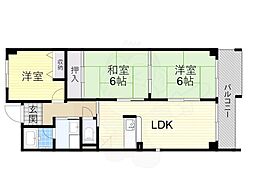 プリムベール向丘 4階3LDKの間取り