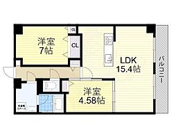 デイグラン緑丘 2LDKの間取図画像