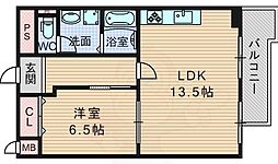 千里ハイツ 1LDKの間取図画像