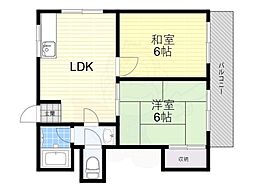 ハイツパークサイド 2DKの間取図画像