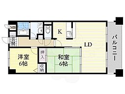西緑丘プラザビル 2LDKの間取図画像