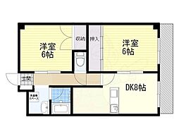 サン春日第2マンション 2DKの間取図画像