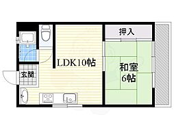 池田ハイツ 1LDKの間取図画像