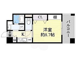 ラフィネ豊中南 1Kの間取図画像