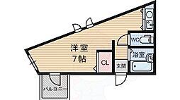 メゾン・ド・メトロ緑地公園 ワンルームの間取図画像