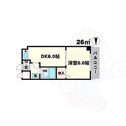 マンドヒル千里 1DKの間取図画像