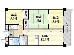 クオリティ五月ケ丘 3LDKの間取図画像