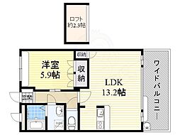 レーブエスポワール 1LDKの間取図画像