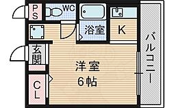 リバティハイツ ワンルームの間取図画像