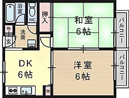 ハイツ・パークサイド 2DKの間取図画像
