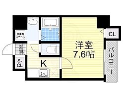 プレデアス千里山田 1Kの間取図画像