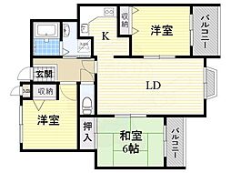 エステート松尾 3LDKの間取図画像