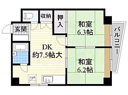 増田マンション 2DKの間取図画像