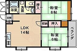 ビスタ南千里 2LDKの間取図画像