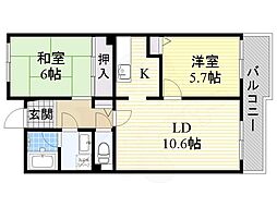 センチュリー上山手 2LDKの間取図画像