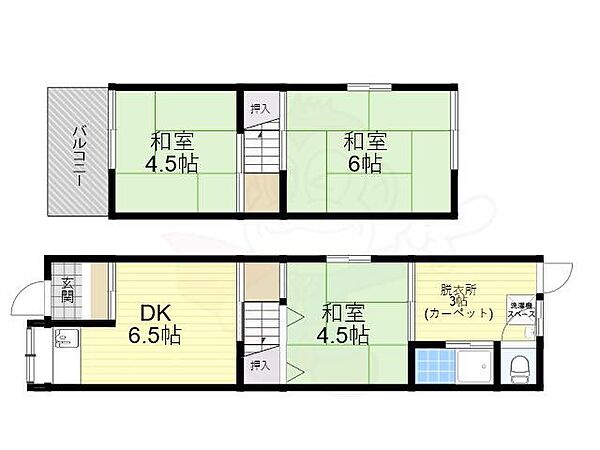 津之江町3丁目貸家(69-1) ｜大阪府高槻市津之江町３丁目(賃貸一戸建3DK・2階・37.31㎡)の写真 その2