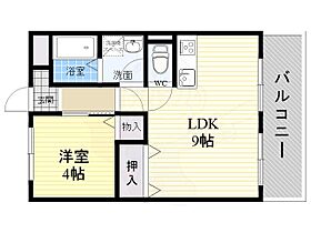 長谷マンション 402 ｜ 大阪府三島郡島本町桜井１丁目（賃貸マンション1LDK・4階・35.10㎡） その2