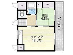 フラットピア88 2階1LDKの間取り