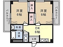 あべにゅうURADOW 2DKの間取図画像