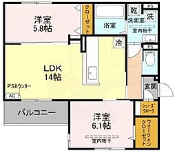 Dーresidence下田部B 2LDKの間取図画像