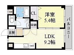 JR東海道・山陽本線 高槻駅 徒歩20分の賃貸マンション 2階1LDKの間取り