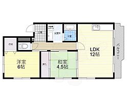 グランディ栄町 3階2LDKの間取り