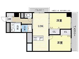 山崎マンション16高槻芥川 2LDKの間取図画像