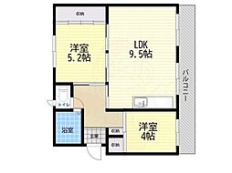 富田第二住宅74棟 2LDKの間取図画像