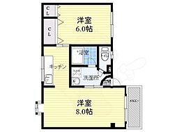 メゾン高槻 1LDKの間取図画像