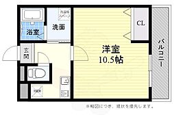 プライムコート南松原 1Kの間取図画像