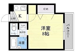 シティーハイツ高槻 1Kの間取図画像