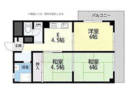 高槻グランドハイツ 3DKの間取図画像