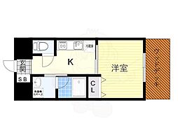 協同レジデンス摂津富田 ワンルームの間取図画像