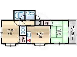 クラリンダコート 2DKの間取図画像
