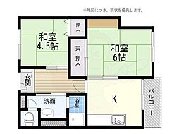 マンション緑町 2DKの間取図画像