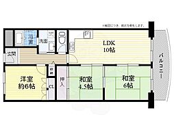 メゾン水無瀬4号棟 2LDKの間取図画像