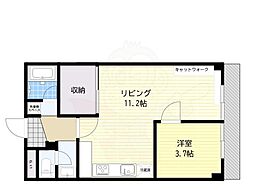 高槻グランドハイツ 1LDKの間取図画像