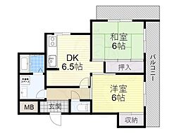グリーンピア高槻 2DKの間取図画像