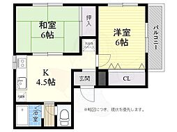 グラウンドハウス中井 2Kの間取図画像