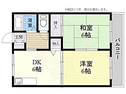 芥川シティハイツ 2DKの間取図画像