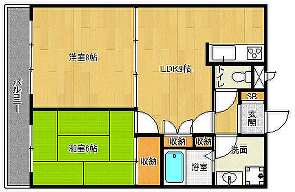 京都府京都市伏見区竹田田中宮町(賃貸マンション2DK・4階・51.03㎡)の写真 その2